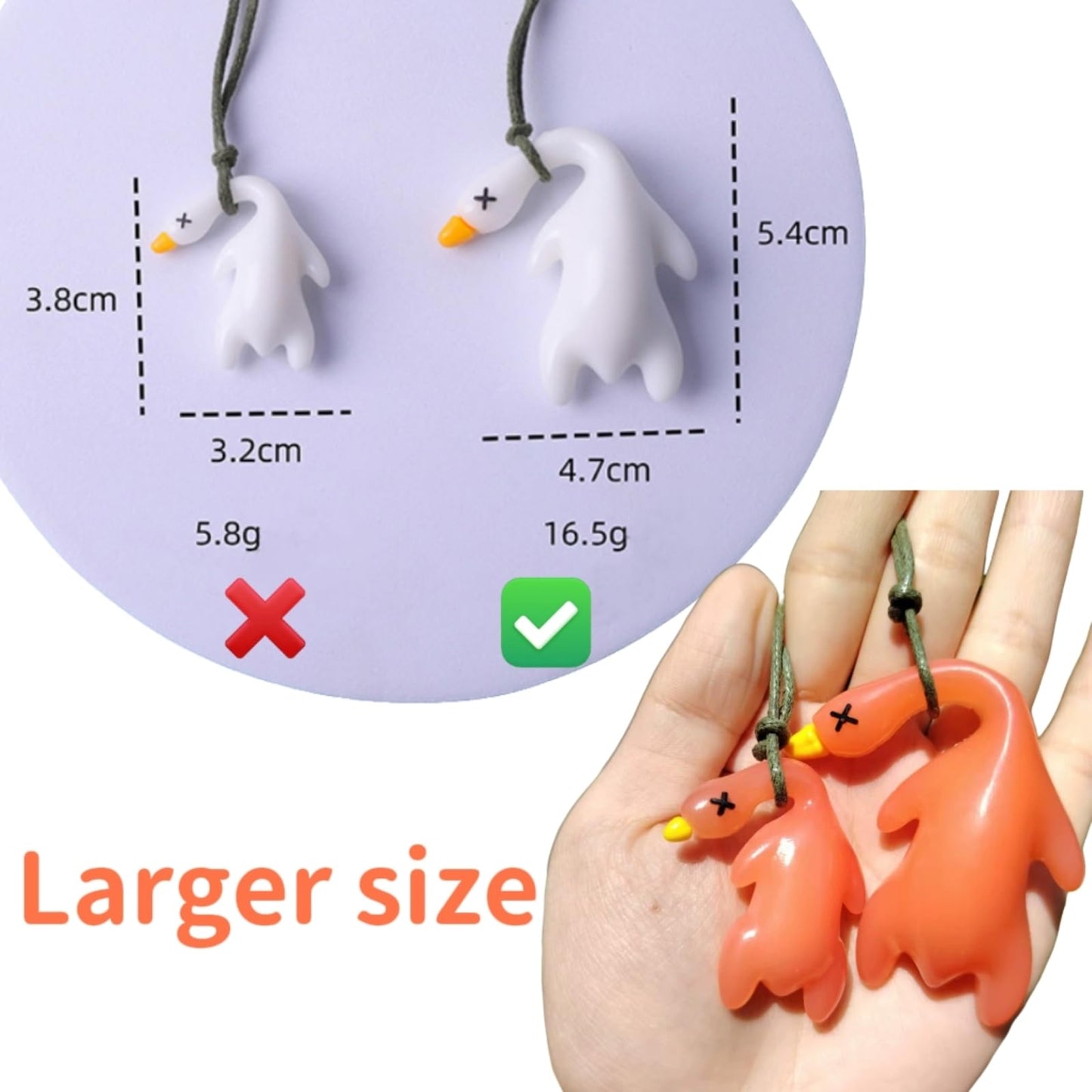6 Pcs UV Duck Car Pendant, Violetfox Color-Changing Duck Sunscreen Tester UV Temperature Reminder, Funny Cute Roast Duck Hanging Ornament for Car Mirror Bicycles Bags and Cellphones (Resin)