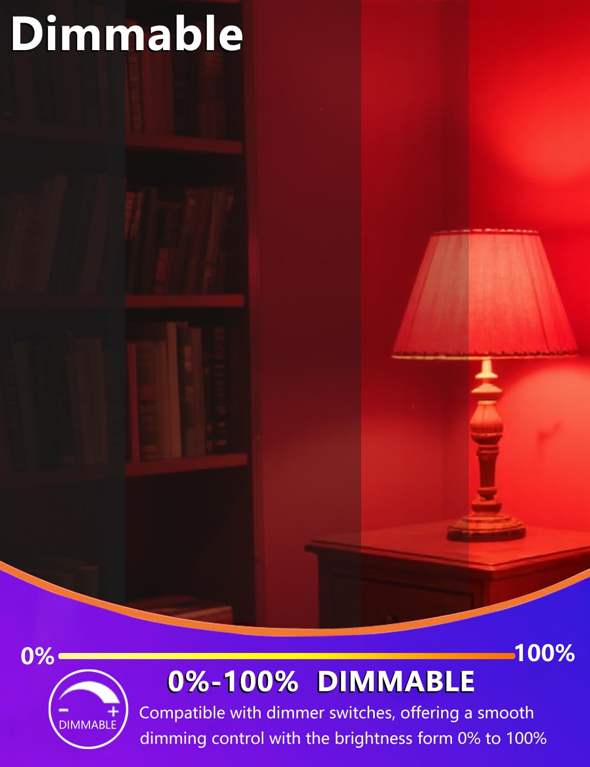 Angyues 630nm Red Sleep Bulb Dimmable, 100% Blue Light Blocking, Promotes Melatonin Production, E26 A15 LED 5W Red Dim Night Light for Baby's Bedroom, Sleeping, 4Pack