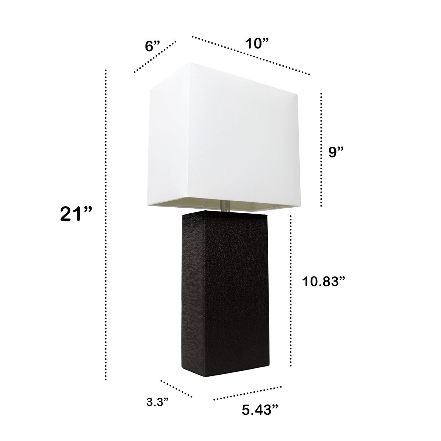 Elegant Designs AET5201-BLA Table Lamp, Contemporary Leather Base, Jet Black
