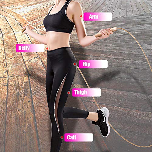 Ahomie Leather Jump Rope, Adjustable Skipping Jumping Ropes, with Rotary Bearing and Pure Wood Handles, for Gym & Home Fit...