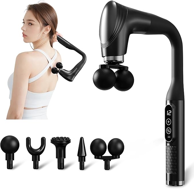 Double-Headed Elbow Massage Gun, Percussion Muscle Massager, For Sore Muscles In The Back, Shoulders And Legs, Detachable ...