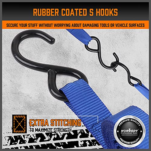 HORUSDY Ratchet Straps, 2,200 LB Break Strength, 4-Pack 15FT Ratchet Tie Down Straps Set for Motorcycle Straps Tie Downs, ...