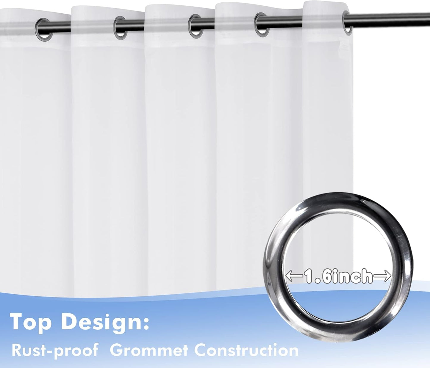 HolidayIdeas White Outdoor Sheer Curtains for Patio Waterproof, 4 Panels - 54 x 108 Inch - Light Filtering Voile Outside Curtains Grommet Drapes for Front Porch, Gazebo, Pergola, Backyard