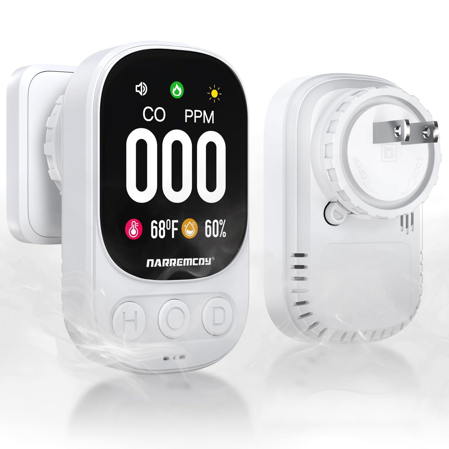 3-in-1 Carbon Monoxide Detector Plug in - Ultra HD Display with 85dB Audible Sound & Light Alarm - Accurate 0-999 ppm Detection for Home, Office, Hotel, RV, Camping, Tent & Indoor Use