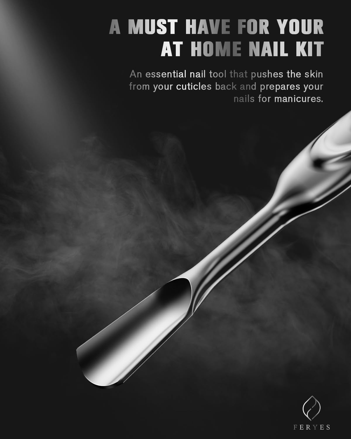 FERYES Elegant Precision Cuticle Pusher & Nail Cleaner - Dual-Ended Cuticle Stick Stainless Steel Cuticle Tool for Flawless Nail