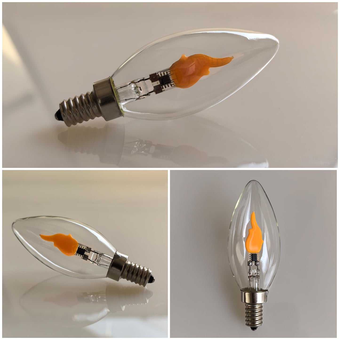 Xiaokalami C35/B11 Led Flame Effect Light Bulb E12 Flickering Candle Light Bulbs For Holiday Gifts Home Hotel Bar Party Decoration Non-Dimmable 4Pack