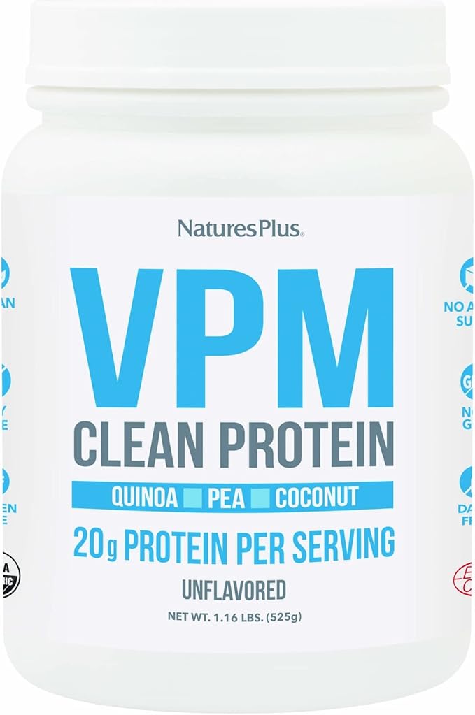 Natures Plus VPM Protein, Unflavored - 1.16 lbs - with Quinoa, Pea & Coconut Protein - Organic, Vegan, Soy & Gluten Free - 15 Servings