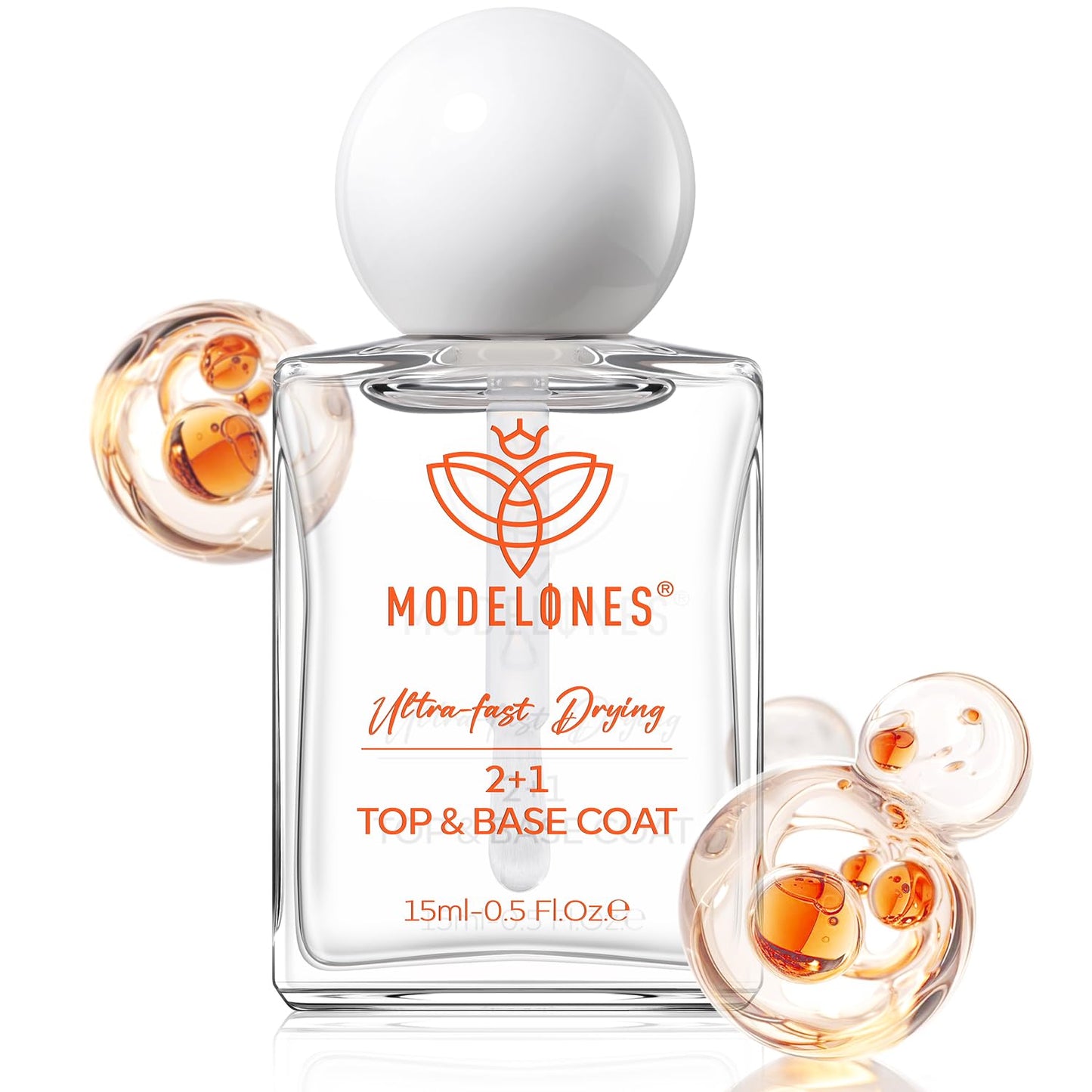 modelones 3-in-One Top Coat and Base Coat Nail Polish, Nail Strengthener, 15 Ml Clear Nail Polish Quick Dry Long Lasting Shine C