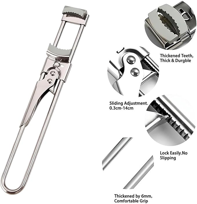 2026 New Adjustable Stainless Steel Jar Opener, Multifunctional Jar Lid Opener for Weak Hands, Stainless Steel Can Opener Jar Lid Gripper Bottle Opener Kitchen Gadgets Accessories(1pc)