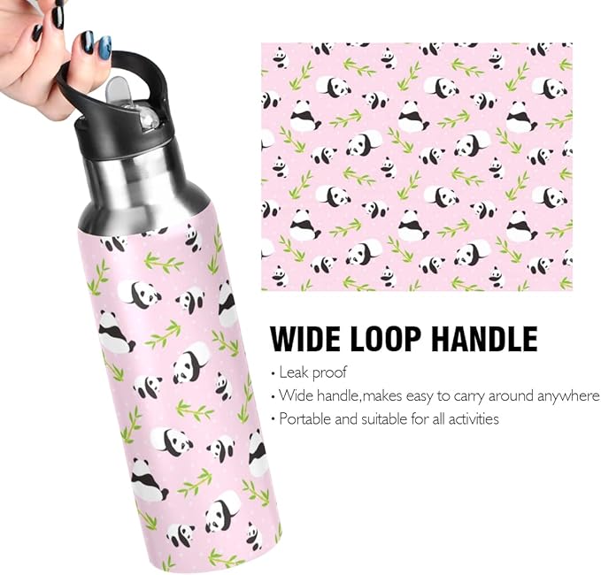 MNSRUU Insulated Water Bottle with Straw, Rainbow and Unicorns Stainless Steel Flasks for Sports Cycling Hiking School