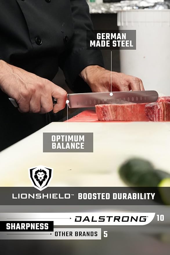 Dalstrong Slicing Knife - 8 inch Slicer - Granton Edge - Gladiator Series Elite - Forged High-Carbon German Steel Kitchen Knife - Black G10 Handle - Carving Knife Gift - w/Sheath - NSF Certified