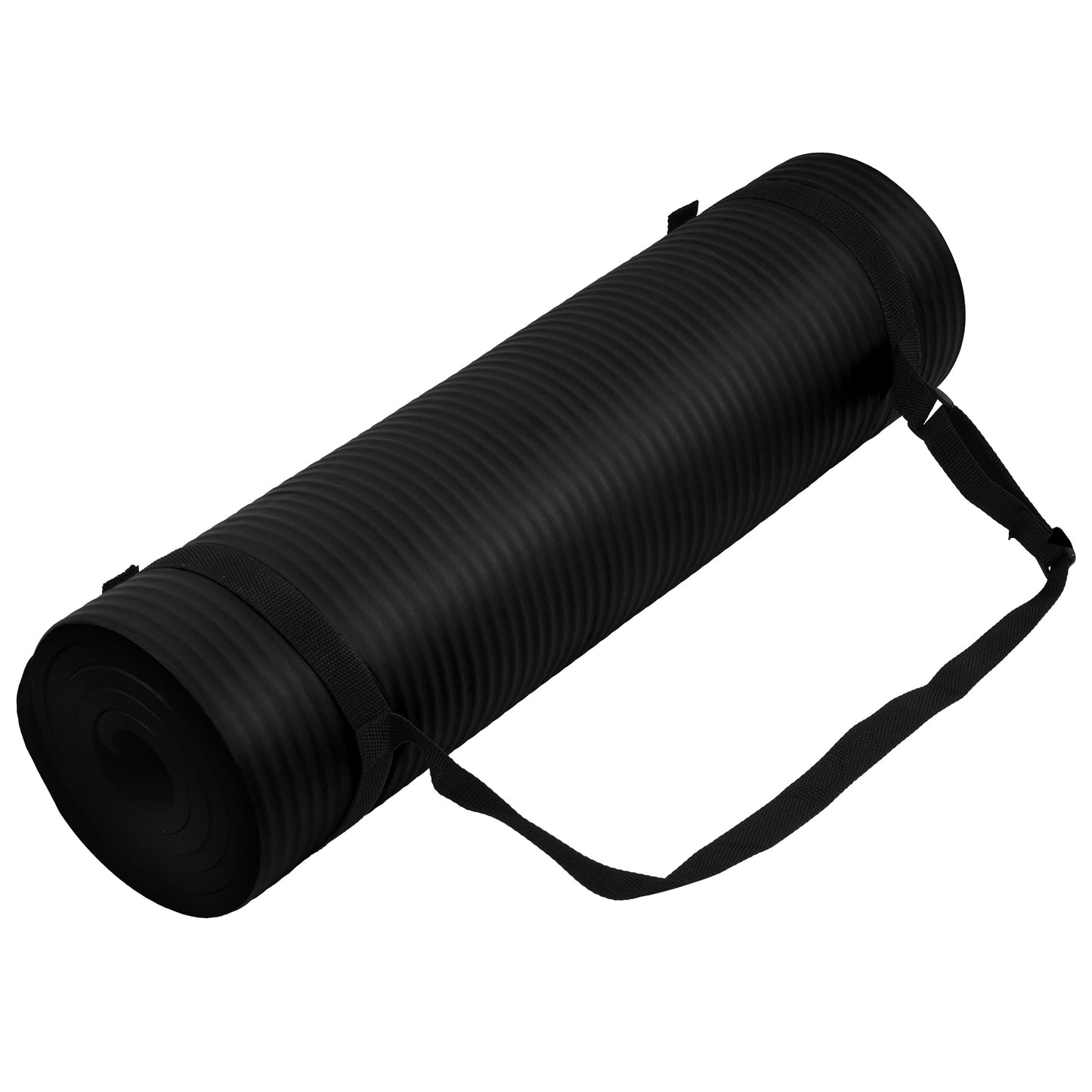 Fitvids All Purpose 1/2-Inch Extra Thick High Density Anti-Tear Exercise Yoga Mat with Carrying Strap, Black