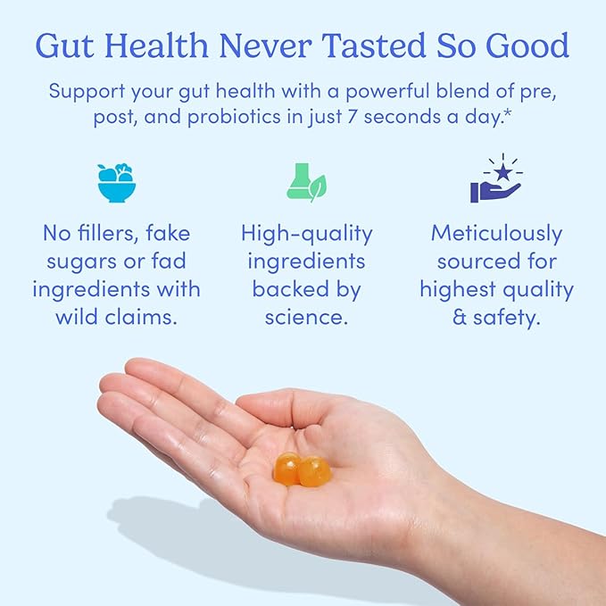 FIRST DAY Women’s Good Gut Tribiotic Gummies – 3-in-1 Prebiotic, Probiotic & Postbiotic Supplement – Supports Immune Function and Digestive, Oral, Skin & Vaginal Health – 60-Day Supply