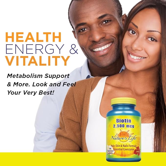 Nature's Life Biotin 2500mcg | Healthy Hair, Skin, Nail & Metabolism Support | Non-GMO | 200 Vegetable Capsules