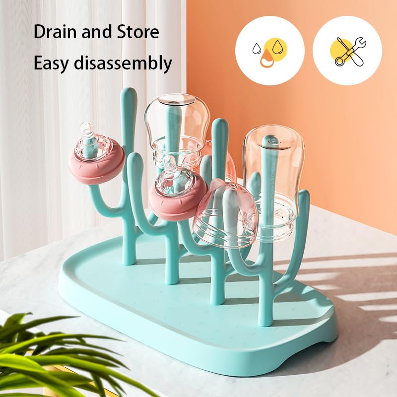 YilulvDeng Baby Bottle Drying Rack - Space Saving, Portable Travel Rack for Baby Bottles and Accessories (Blue)