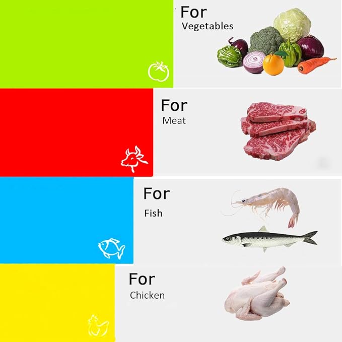 Flexible Cutting Boards Set, Cutting Board Mats for Cooking, 2 Pack Colored Cutting Board Set with Easy-Grip Handles, Flexible Plastic Cutting Sheet Set of 4 (2)