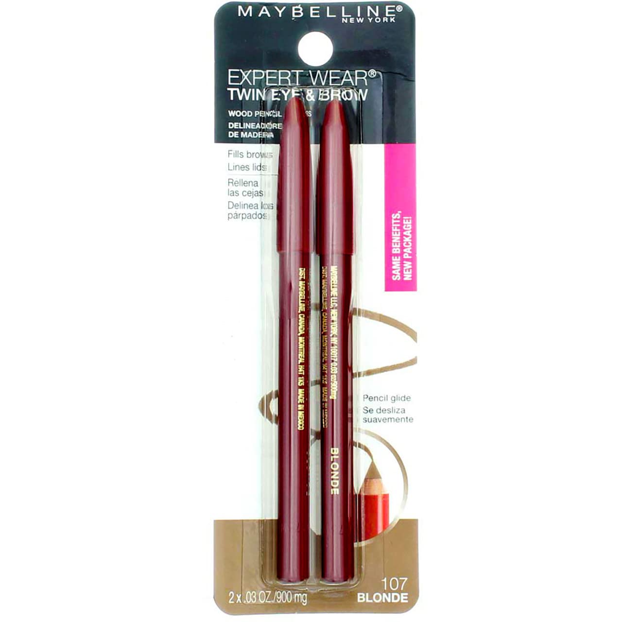 Maybelline Expert Eyes Brow And Eye Pencil, Blonde [107], 0.03 oz (Pack of 2)
