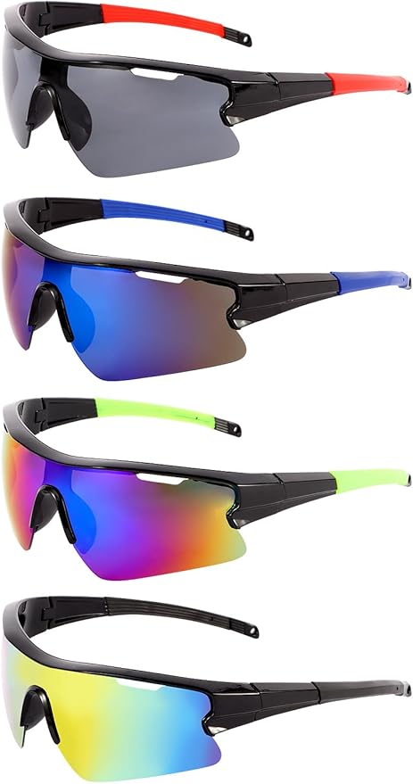 ANLIOTO 4 Pack Sports Sunglasses for Men Women, Youth Baseball Lightweigh UV Protection Sun Glasses for Cycling Running Fi...