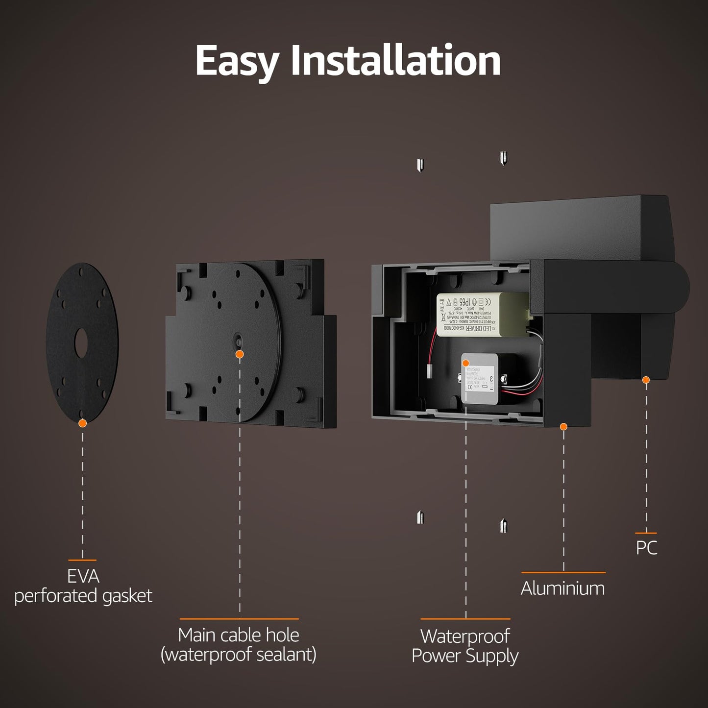 Lundwa 2 Pack 40W Motion Sensor Outdoor Wall Lights  3000K Black Led Light Fixture  Ip65 Waterproof Exterior Porch Light  360  Adjustable Head Flood Wall Lighting For House