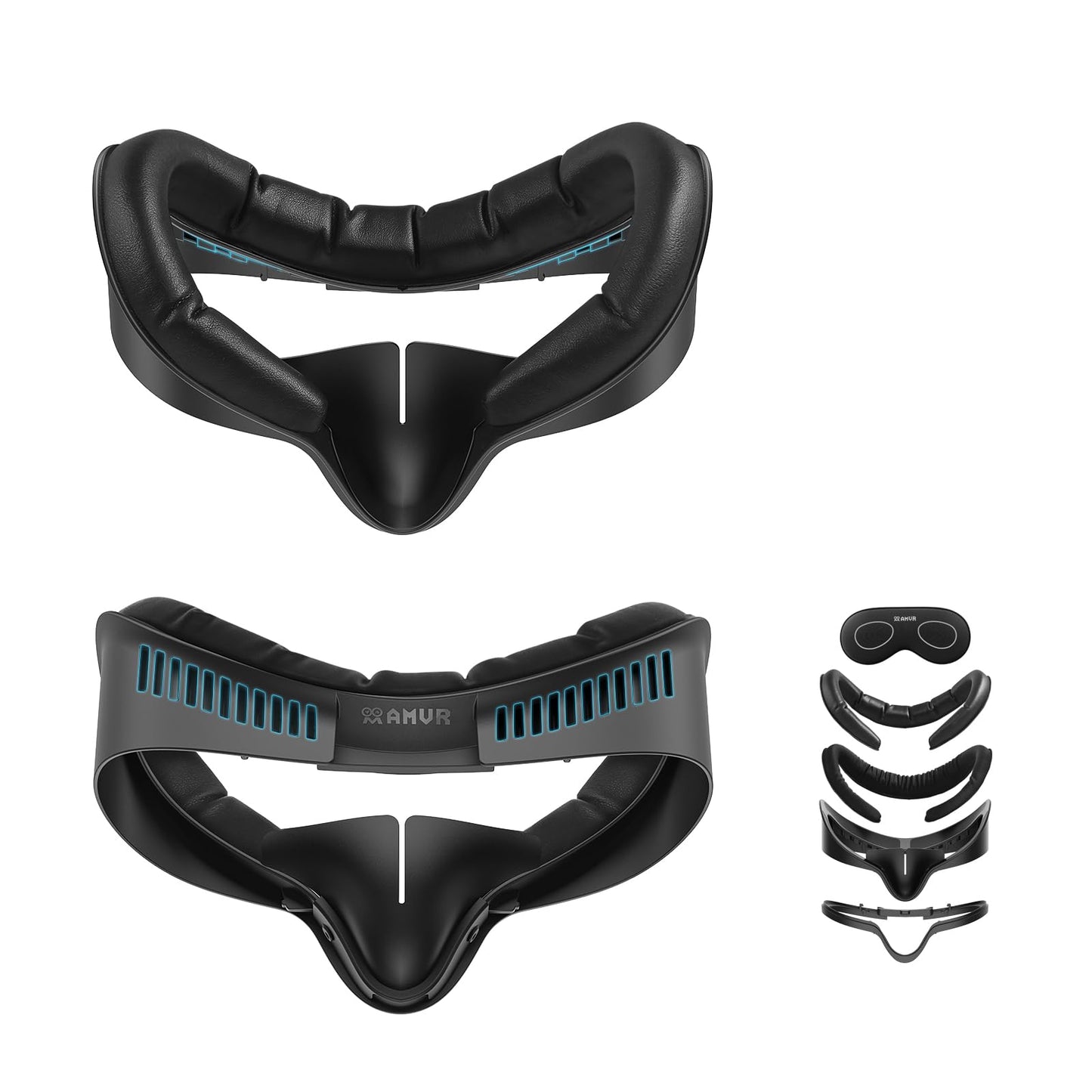 AMVR Facial Interface Face Pad Cover Compatible with Meta/Oculus Quest 3S Accessories, Comfort PU and Ice Silk Cotton Cushion,Not Fit Q3