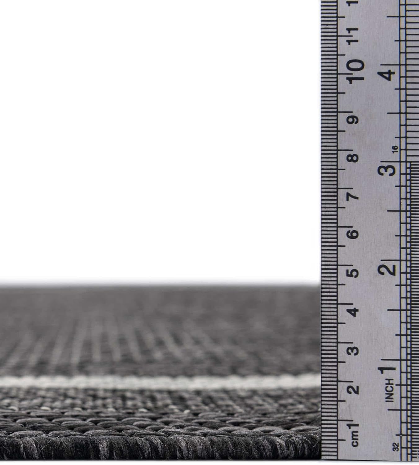 Unique Loom Outdoor Border Collection Area Rug - Soft Border (7' 10" x 10' Oval, Black/ Ivory)