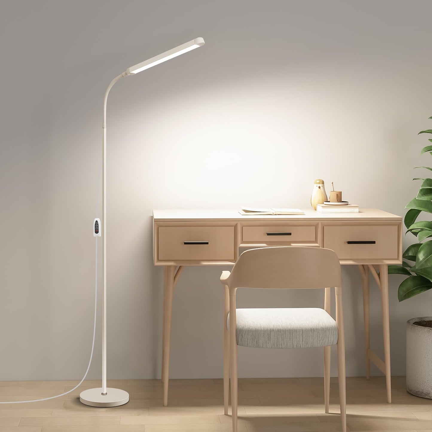 dujunlinghang White LED Reading Floor Lamp 12W Dimmable Gooseneck 3 Color Temperatures Model MD-5002 White