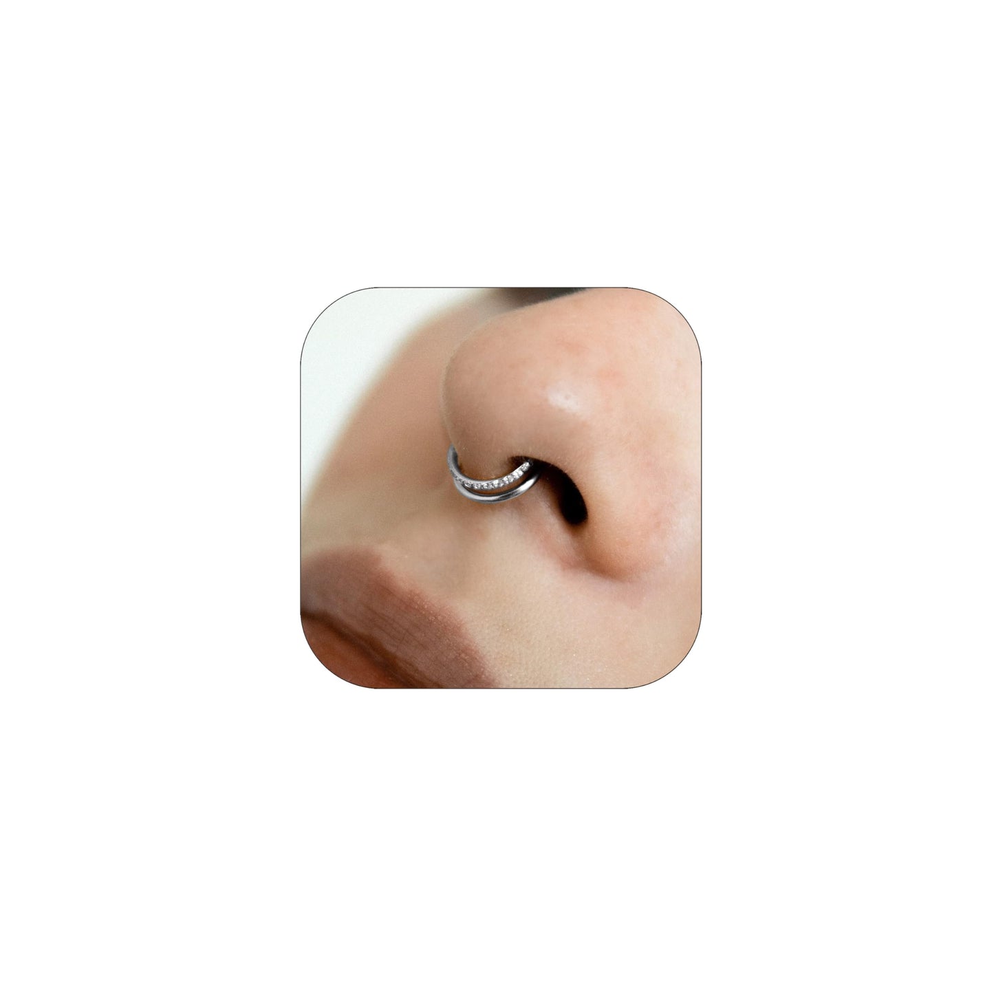JALZEMPL Gold Nose Rings Hoops 316L Surgical Steel Flower Nose Ring Silver Septum Rings 16g Clicker Daith Hinged Piercing Jewelr