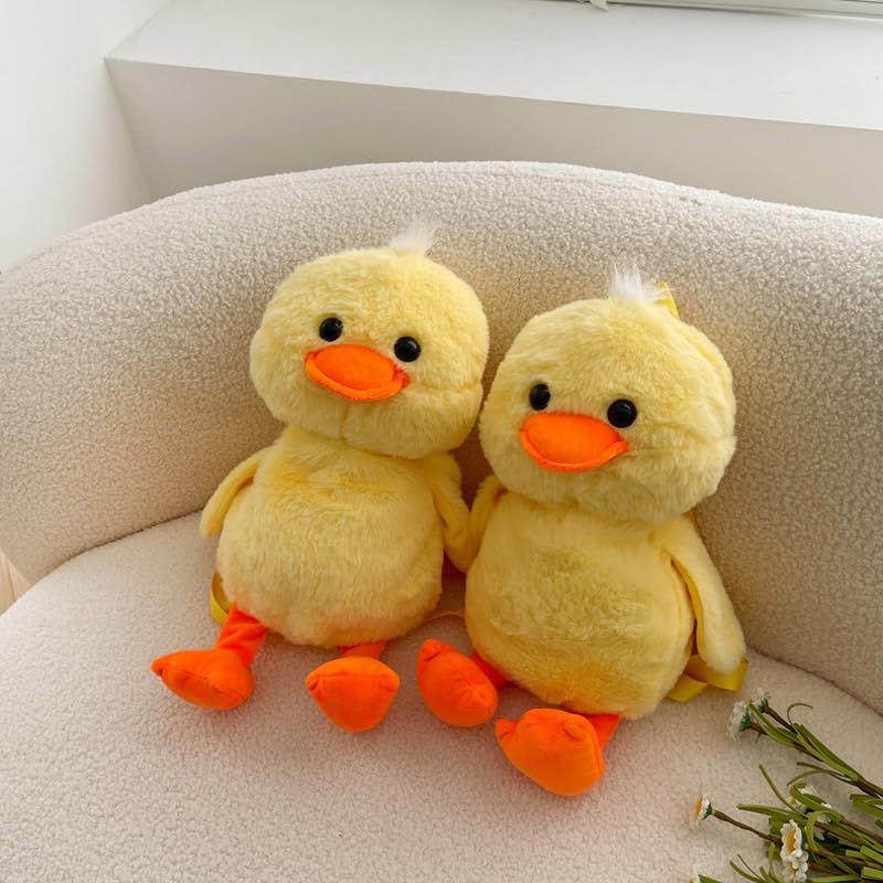 Ximimark 1 pc Cute Mini Little Yellow Duck Design Backpack, Chain Adjustable Strap Cartoon Fluffy Novelty Bag