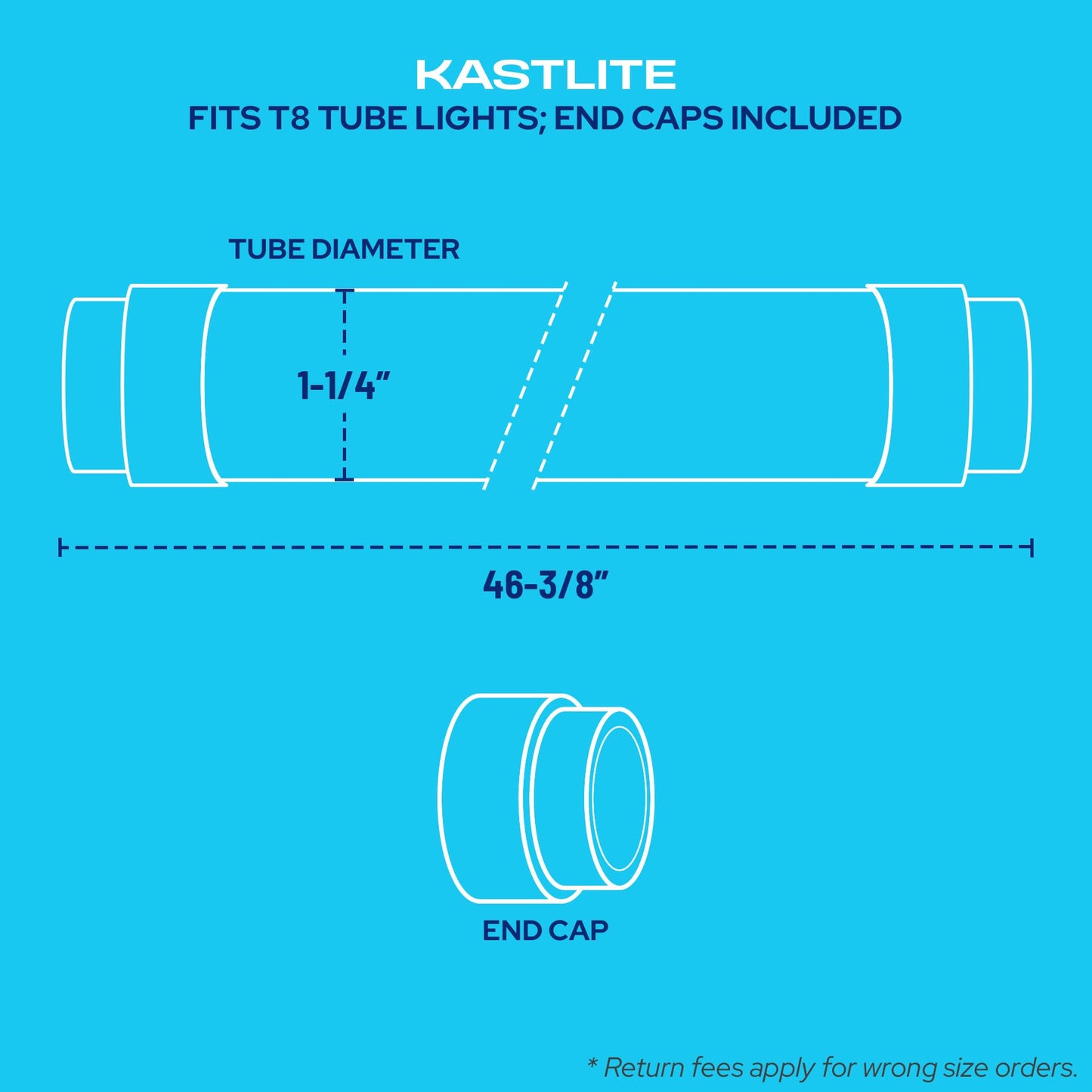 Kastlite T8 Led/Fluorescent Light Tube Guard With End Caps - 46-3/8 Lamp Diffuser Covers & Safety Sleeves  Red Protective Plastic Bulb Replacement Covering & Overhead Lighting Accessory  Pack Of 24