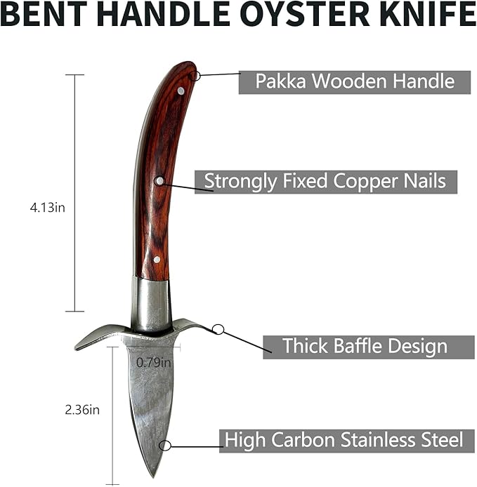 Oyster Shucker, Oyster Shucking Knife for Oyster Clam Pearl Shell Shucking, 2 Set Oyster Shucking Tool Kit, 2 Stainless Steel Oyster Knifes with Wooden Handle 2 Pairs Oyster Shucking Gloves