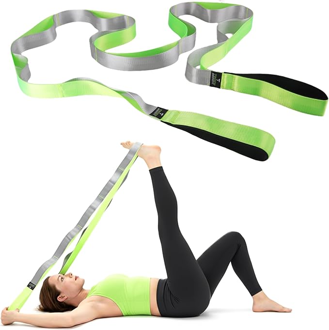 TAVIEW Yoga Strap for Stretching – Stretch Band with 12 Loops –Multi-Grip Pilates Hamstring Stretcher Belt – Physical Ther...