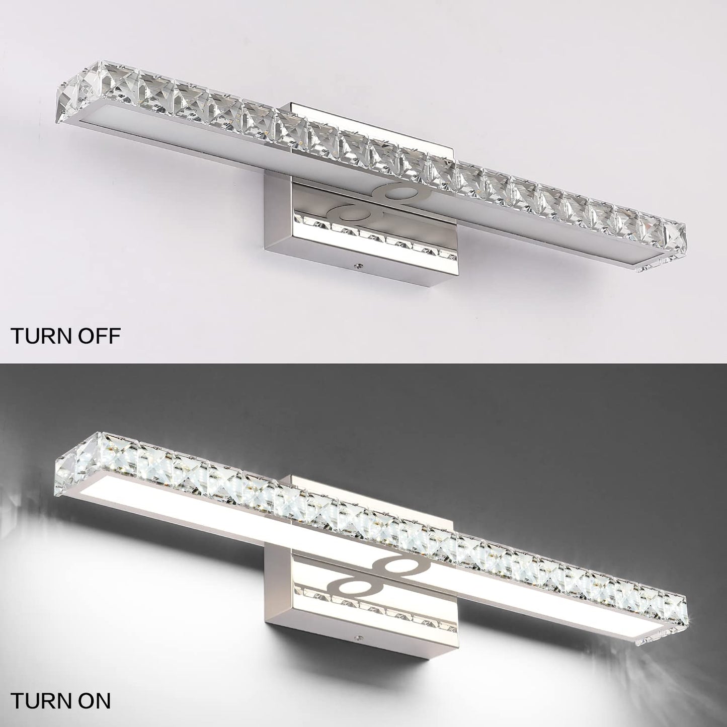 Solfart Led Vanity Lights Over Mirror25.4 Inch 24W Dimmable Crystal Vanity Lights For Bathroom Light Fixtures