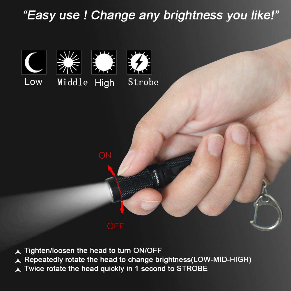 Nitefox Mini Keychain Flashlight 150 Lumens 3 Modes Aluminum Silver White K3