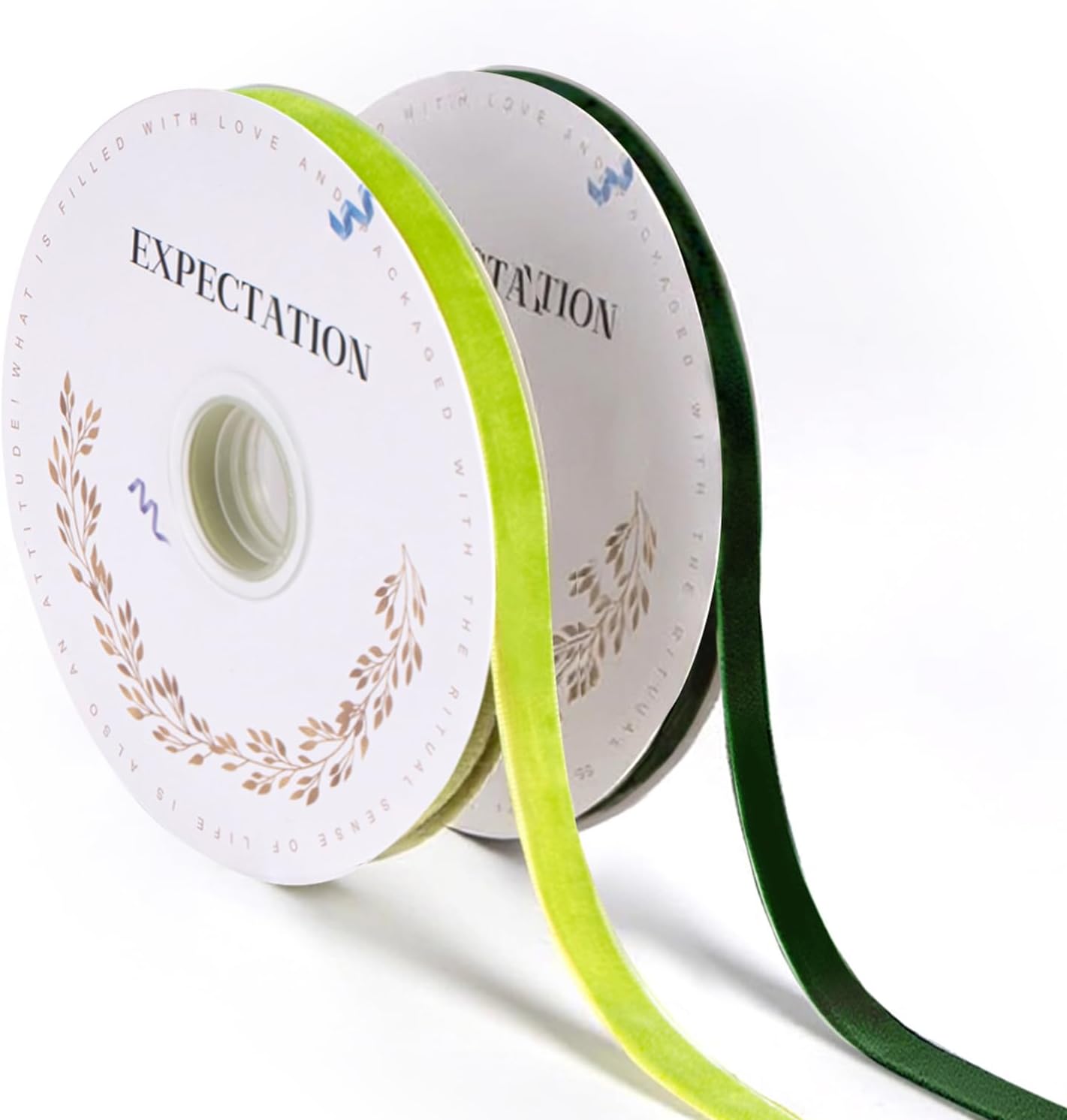 Green Velvet Ribbon 3/8'' 2 Rolls Total 30 Yards, Use for Gift Wrapping, Christmas Tree, Wreath Decoration, DIY Crafts (Dark Green, Sage Green)
