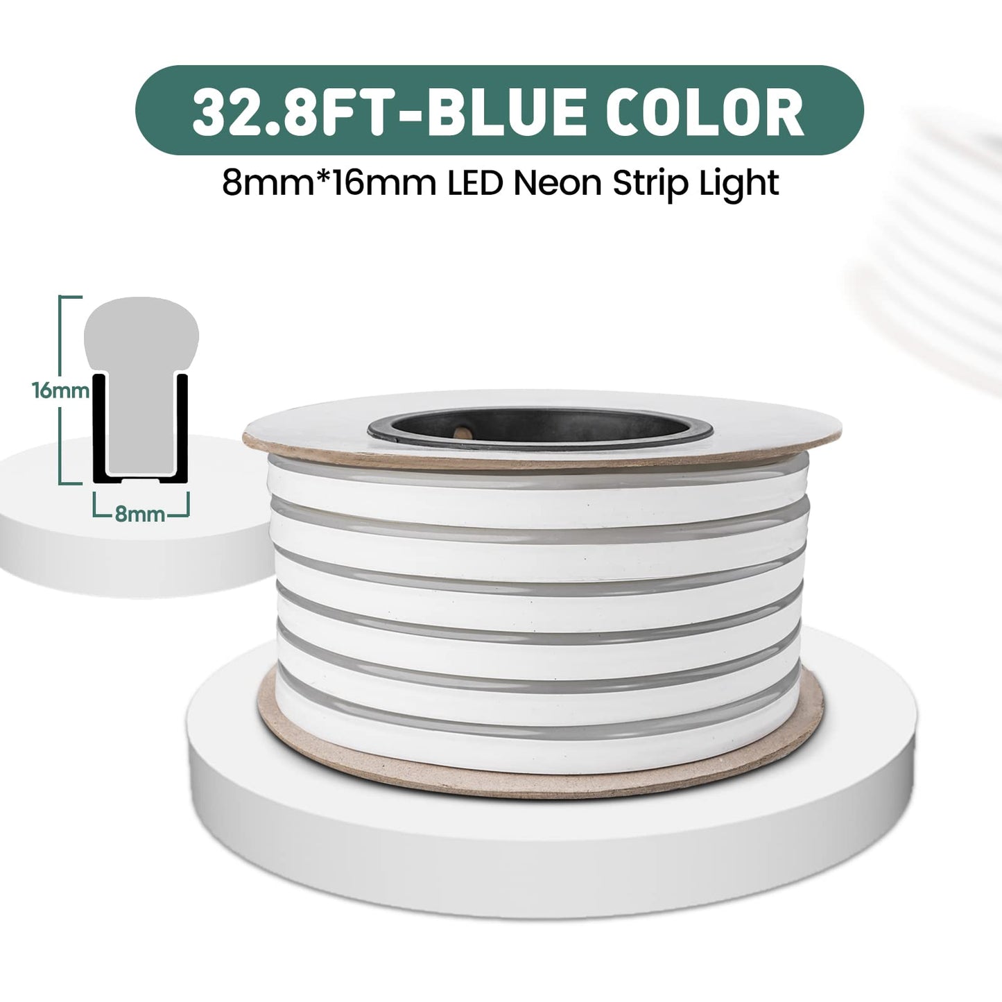 Gzbtech Flexible Led Neon Rope Lights 33Ft Ac 110-120V Waterproof Strip Light  120 Leds/M Cuttable Connectable Neon Lighting For Indoor Outdoor Home Decor/Commercial Building Use-Blue 10M