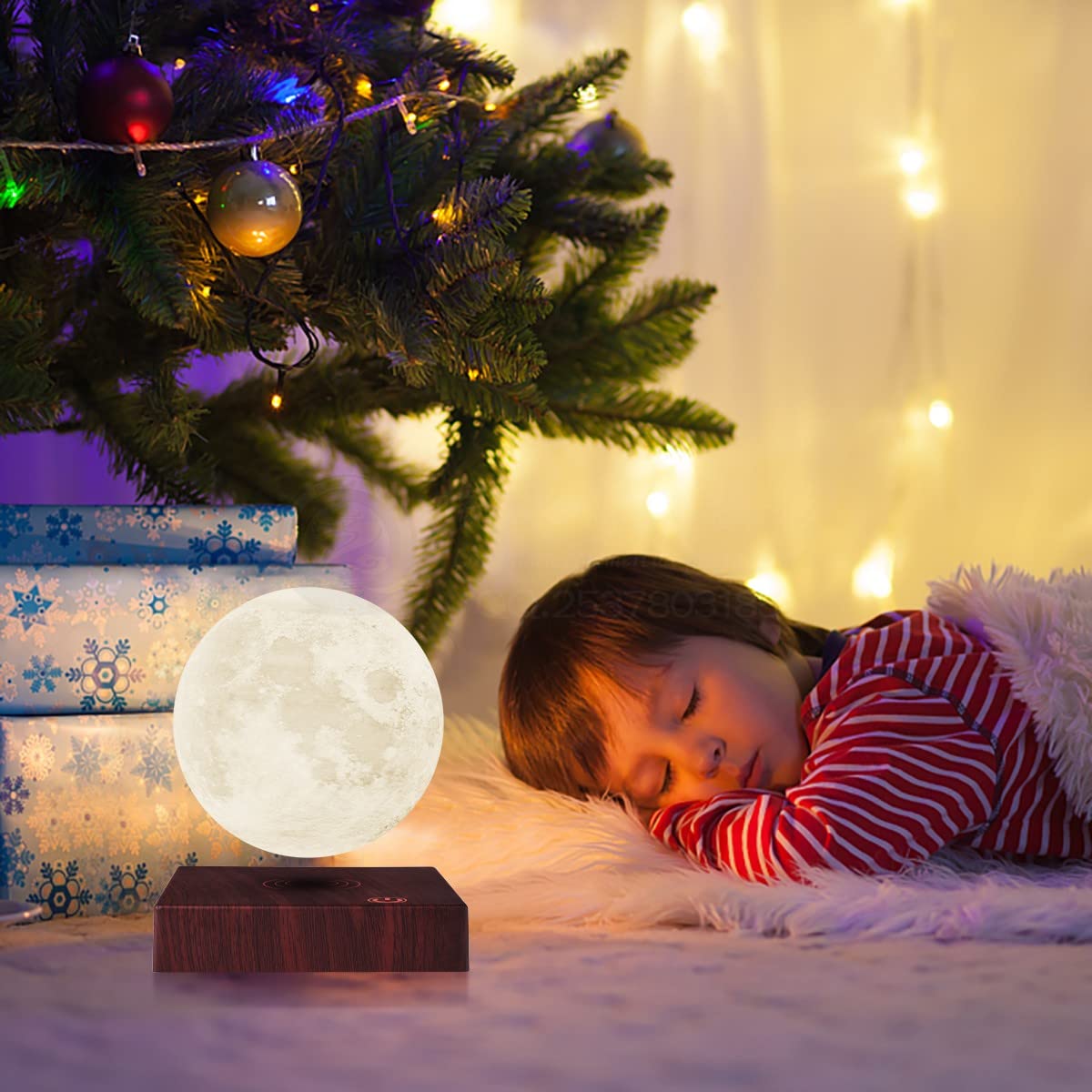 VGAzer 3D Printing Magnetic Levitating Moon Lamp - 6 Inch, ABS+PLA, 16 Colors, Model VA1213, Creative Home/Office Decor