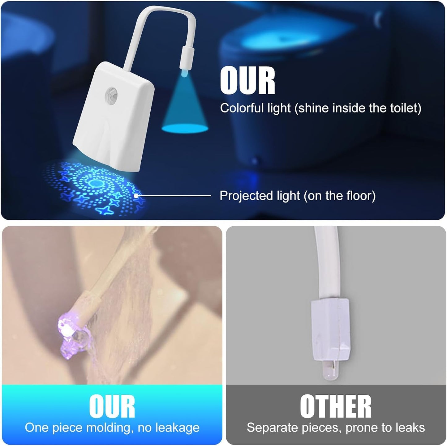 Toilet Light Motion Sensor  16 Colors Changing Rechargable Led Night Light With Star Projection Light  Toilet Bowl Night Light For Bathroom  Funny Gift For Family And Friends (1)