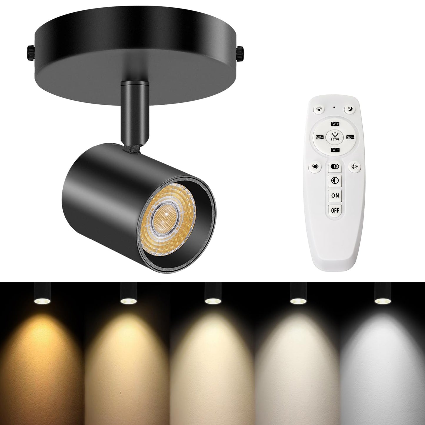 TuyuBEE LED Ceiling Spotlight Flush Mount, Adjustable Directional, Dimmable, 10W 800lm, Black, Model T-CL10W-B-R