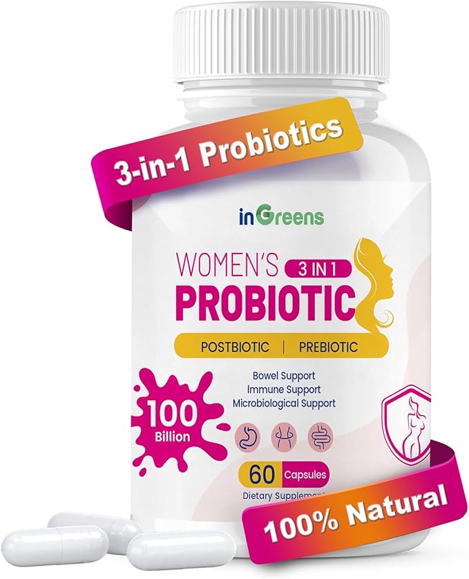 3-in-1 High Potency Probiotics for Women, Vaginal Probiotics with 100 Billion CFU, 15 Selected Strains, Organic Women’s Probiotic for Digestive, Vaginal, Urinary & Immune Health-60 Capsules