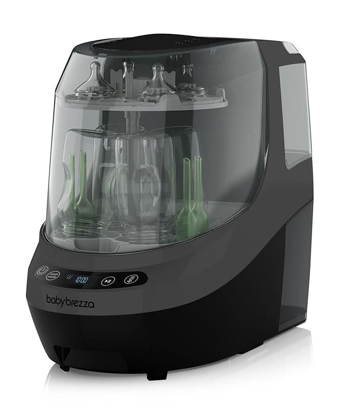 Baby Brezza Bottle Washer Pro - Baby Bottle Washer, Sterilizer + Dryer - All in One Machine Cleans Baby Essentials, Bottles + Pump Parts – Appliance Replaces Bottle Brushes & Drying Racks, Charcoal