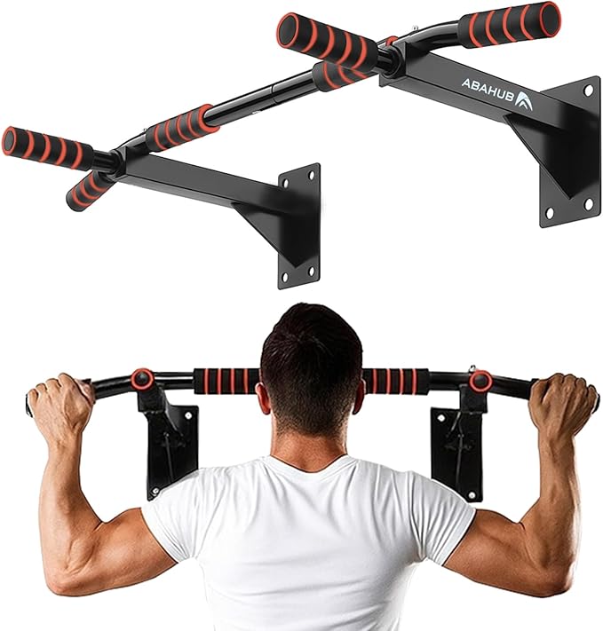 Abahub Wall Mounted Pull Up Bar, Multi-Grip Chin-Up Bar for Home Gym Workout, Drill-installed, Heavy-Duty & Stable Trainin...