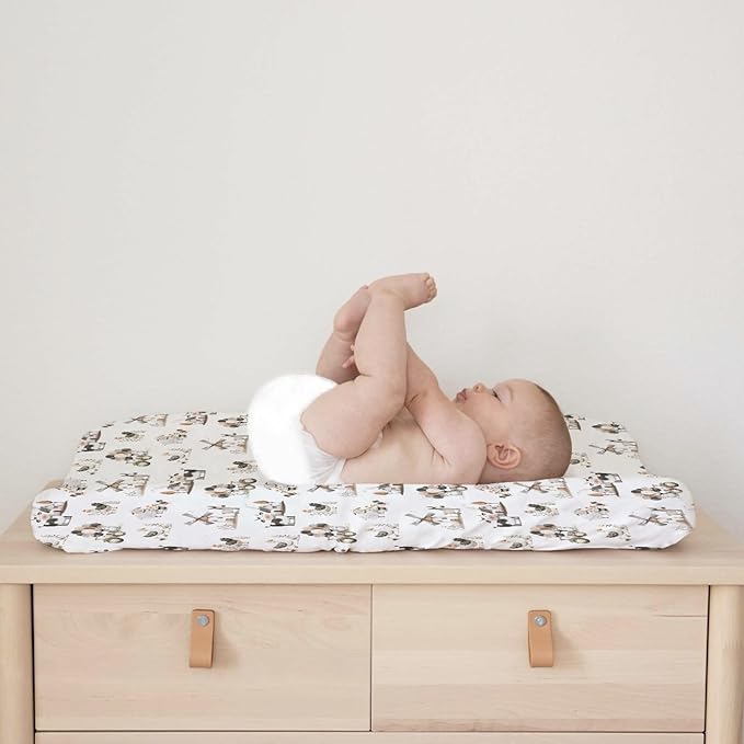 Boho Farm Animals Baby Changing Pad Covers for Boy Girl 32''x16'' Farm Cow Chicken Duck Lamb Donkey Barn Windmill Flower Fitted Diaper Change Table Mats Spring Farm Life Soft Cradle & Bassinet Sheets
