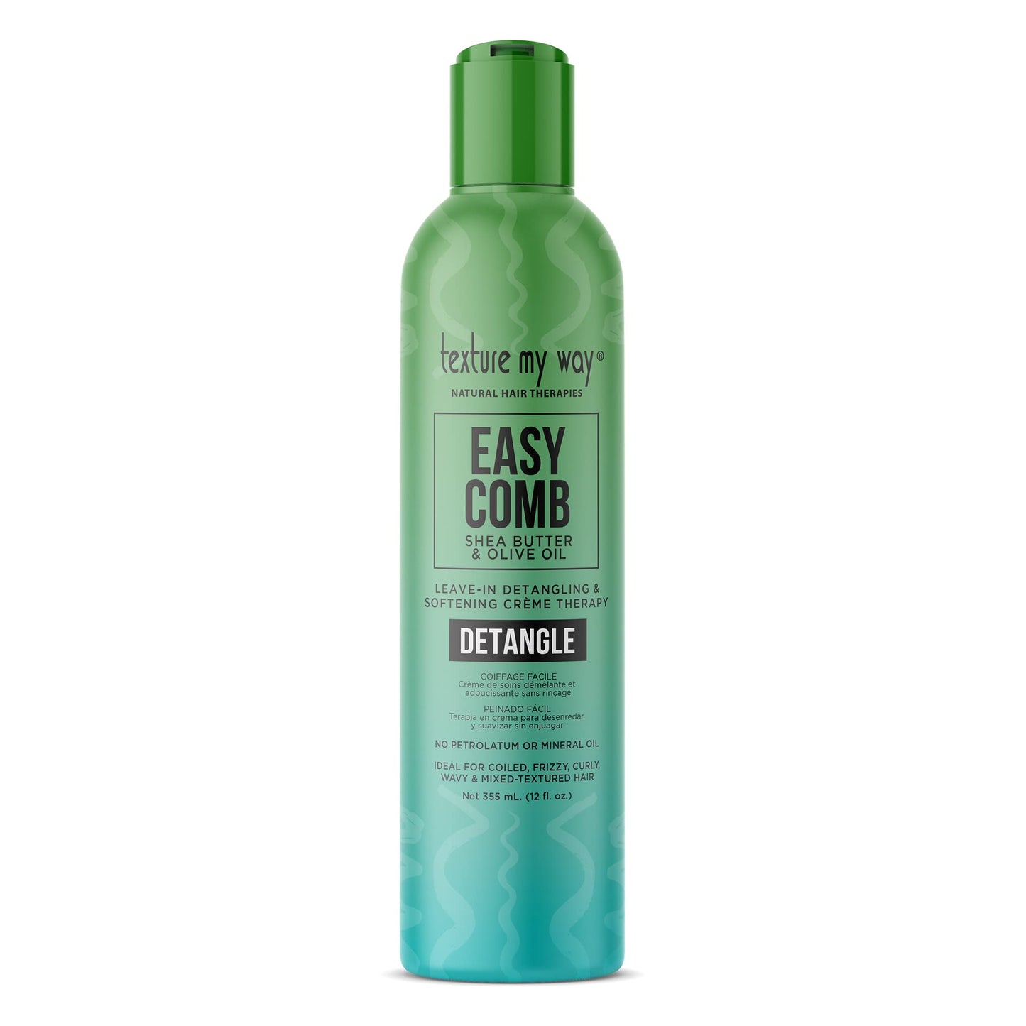Texture My Way Natural Hair Therapies Easy Comb Leave-In Hair Detangler & Softening Crme Therapy, Ideal for Coiled, Frizzy, Curl