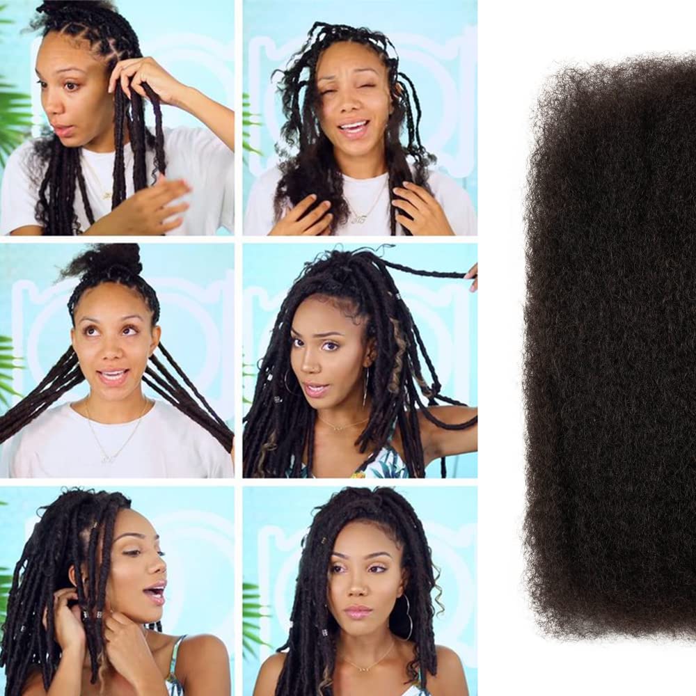 FASHION IDOL Afro Kinkys Bulk Human Hair for Dreadlock Extensions Loc Repair Braiding Twist Tight Afro Kinky Human Hair for Loc