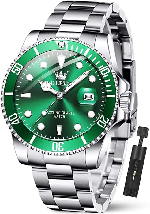 OLEVS Luxury Watches for Men Big Face Stainless Steel Business Dress Analog Quartz Watch with Day Waterproof Luminous Mens...