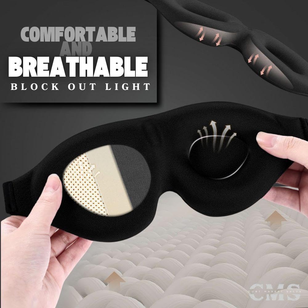 Unisex Sleep Mask - Plus A Pair of Sleep Plugs, Light and Sound Blocking, Soft and Comfortable, The Best Sleep Mask.