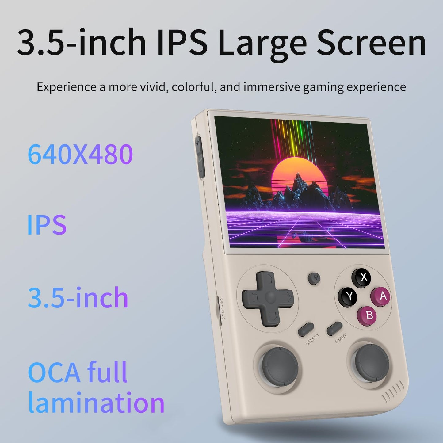 G350 Retro Handheld Game Console , Preload 4371 Games 3.5 Inch IPS Screen 3200 mAh Battery Linux System Portable Video Games Console Support Controller and Earphone (Gray)