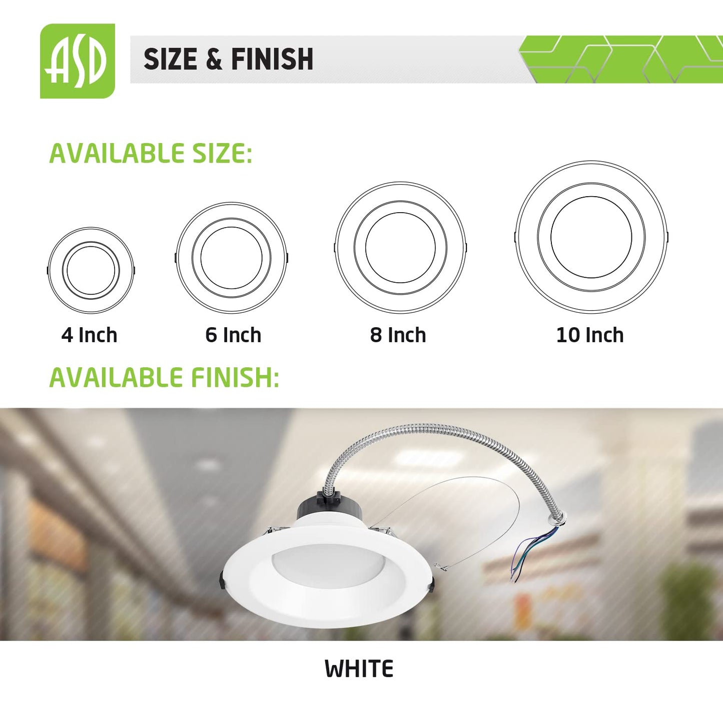 Asd 6 Inch Commercial Canless Led Downlight  Power Adjustable 10/15/22W Lighting  Dimmable Recessed Ceiling Light Fixture  5 Color Temperatures 2700K-5000K  120-277V Ic Rated Ul & Energy Star 4 Pack