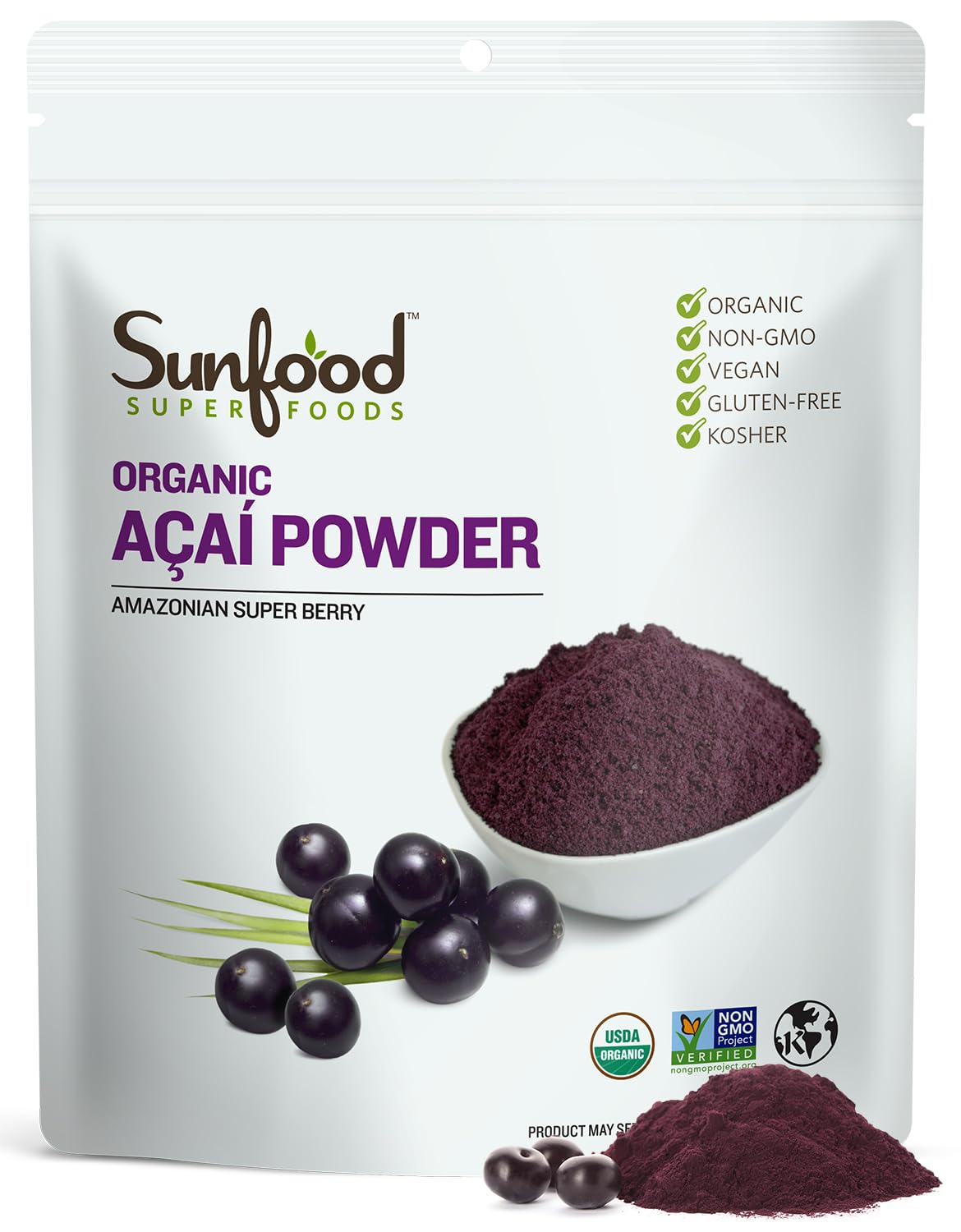 Sunfood Superfoods Organic Acai Powder - Acai Powder Organic, Acai Powder for Smoothie Bowles, Dried Acai Berry Mix with Antioxi
