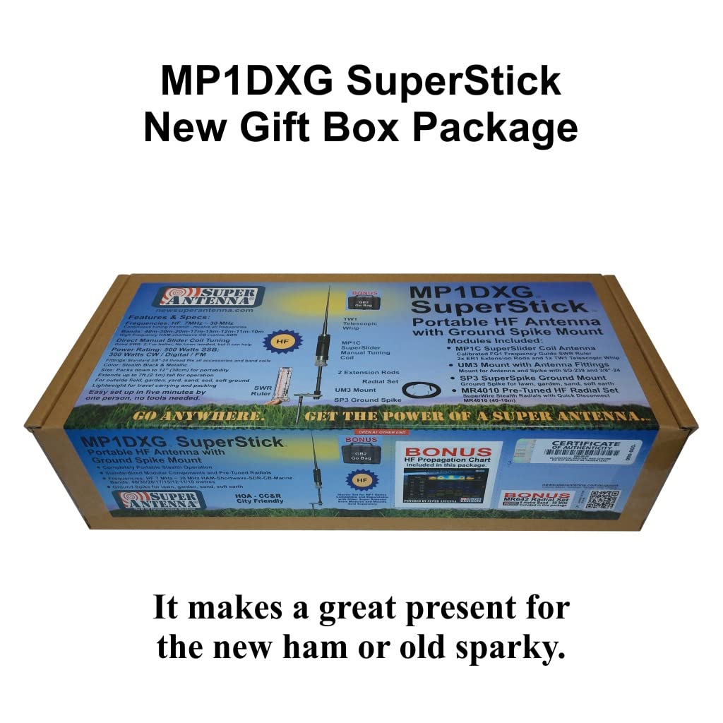 Super Antenna MP1DXG HF Portable Antenna with Ground Mount ham Radio Amateur Go Bag